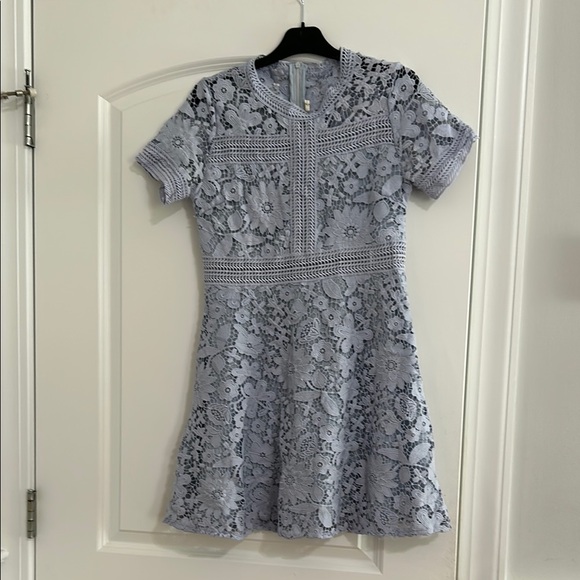 Dresses & Skirts - Elegant blue  Lace Short Sleeve Dress size S/M?